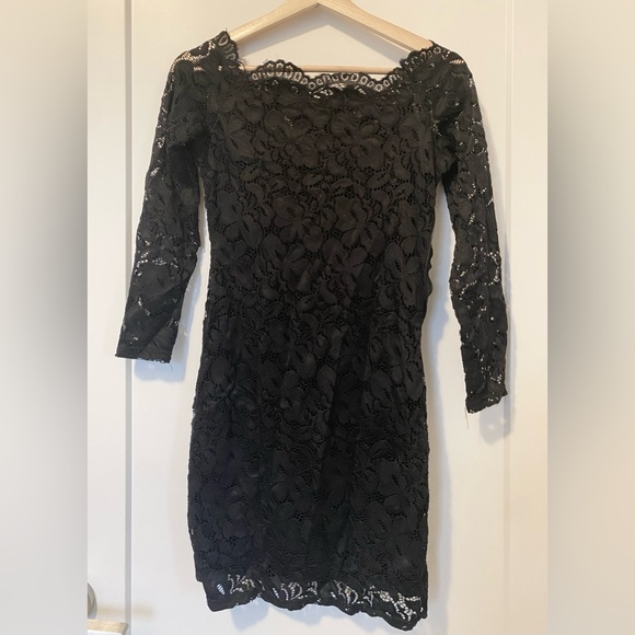 Off Shoulder Black Lace Dress - Picture 1 of 1
